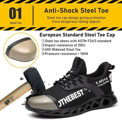 Safety Shoes Men For Work Sneakers Women Men Steel Toe Work Shoes Security Protective Shoes Lightweight Anti-Smash Anti-Puncture