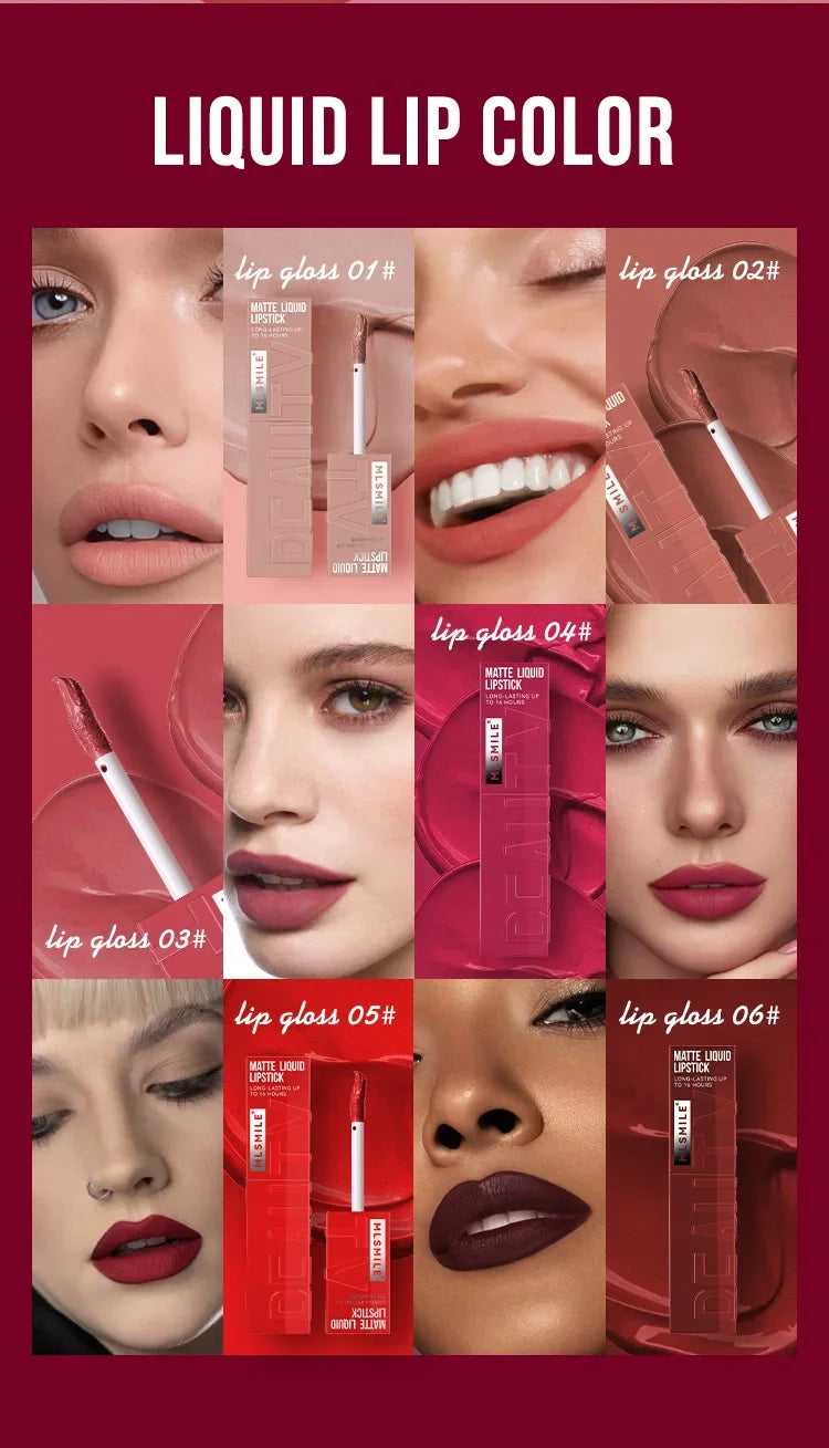 Matte Ink Liquid Lipstick Long Lasting Velvet Nude Lip Gloss Non-stick Cup Waterproof Lips Tint Waterproof Make Up