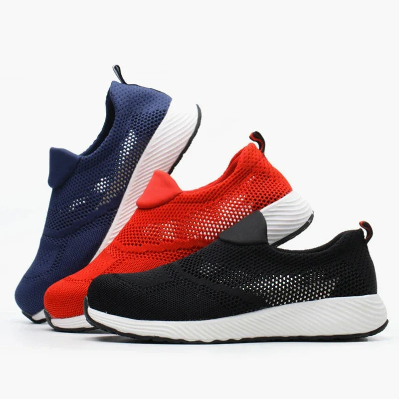 Steel Toe Anti-Puncture Men's Safety Shoes Summer Lightweight Breathable Work Safety Shoes Men Women Work Sneakers