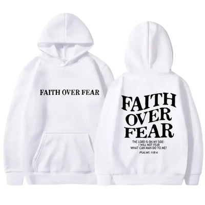 FAITH OVER FEAR Print Hoodies for Men Women Hooded Sweatshirts Harajuku