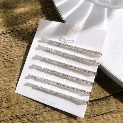 Fashion Shiny Rhinestone Metal Alloy Hair Clips for Women Accessories Simple Gold Silver Color Hairpins Girls Hairgrips Jewelry