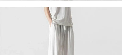 Summer Large Size Linen Cotton Wide Leg Pants Men Casual Comfortable Loose Fit Straight Leg Trousers Long Pants