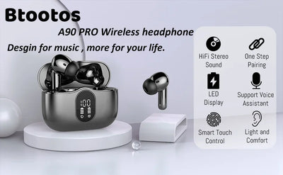 Wireless Earbuds with Bluetooth 5.3, In-Ear Headphones Featuring 4 ENC Mics and 36 Hours of Playtime, LED Display Included.