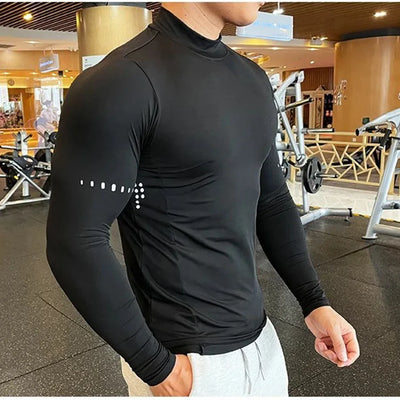 Gym T Shirt Men's Long Sleeve Compression Shirt Quick Dry Training Top Male Muscle Workout Running Clothing