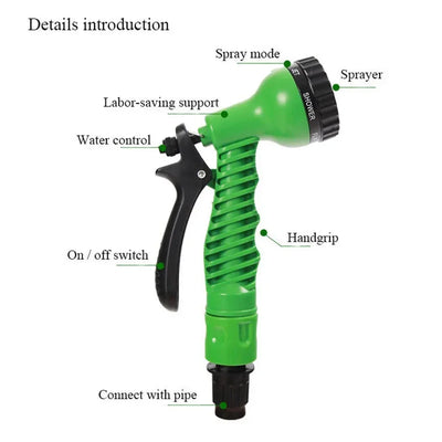 Retractable Garden Hose Flexible Hose with 7 Functional Nozzles, Outdoor Lightweight Hose Gun for Gardening Lawn Pet Cleaning