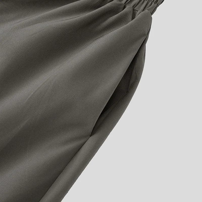 Men Wide Leg Pants Solid Color Joggers Pleated Oversize Casual Trousers Men Elastic Waist 2025 Streetwear Fashion Pants INCERUN