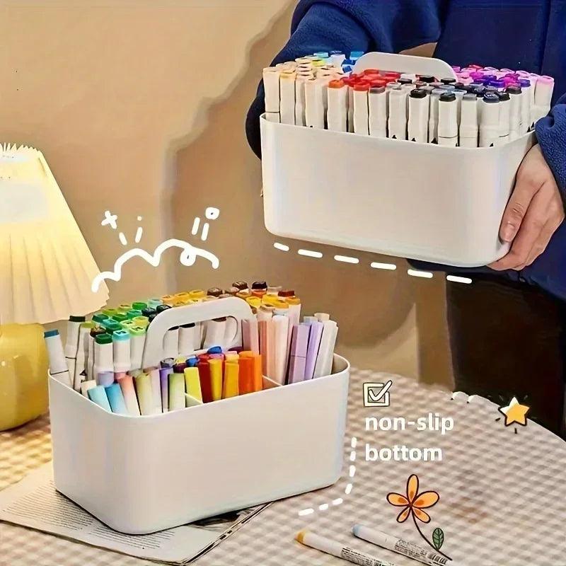 Multi-functional office supplies storage box - desk organizer with multiple compartments for markers and small