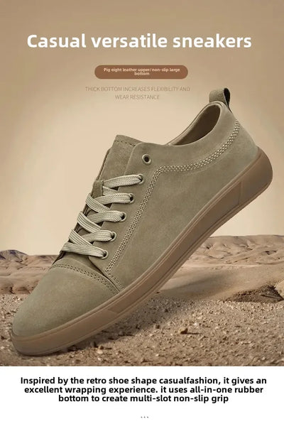 Summer New Fashion Casual Leather Shoes Lace-up Comfortable Men's Oxford Shoes Outdoor Soft Dress Shoes Non-slip Sports Shoes