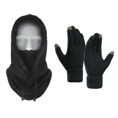 Winter Warm Set Hat and Gloves Winter Accessories Balaclava Cap Men's Sports Touchscreen Faux Cashmere Gloves Cold Weather Gear