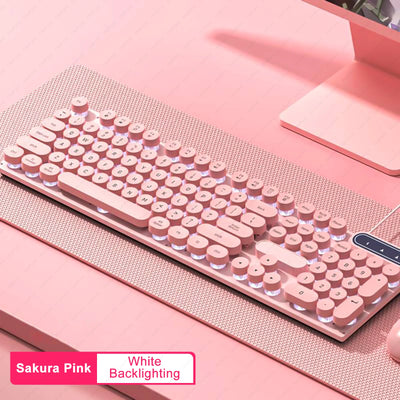 Wired Gaming Keyboard 104 Keys Color Matching Backlit Keycap Peripherals Gaming Keyboard for E-sports Office Computer Laptop PC