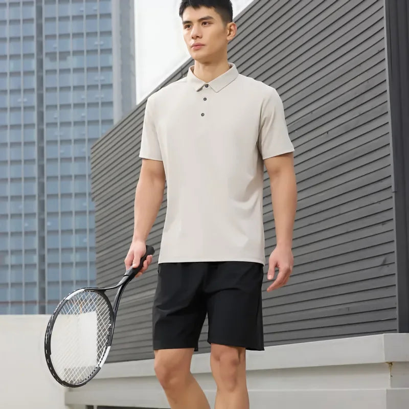 Summer Sports Polo T-shirts Men Solid Color Straining T-shirts Breathable Comfortable Short Sleeve