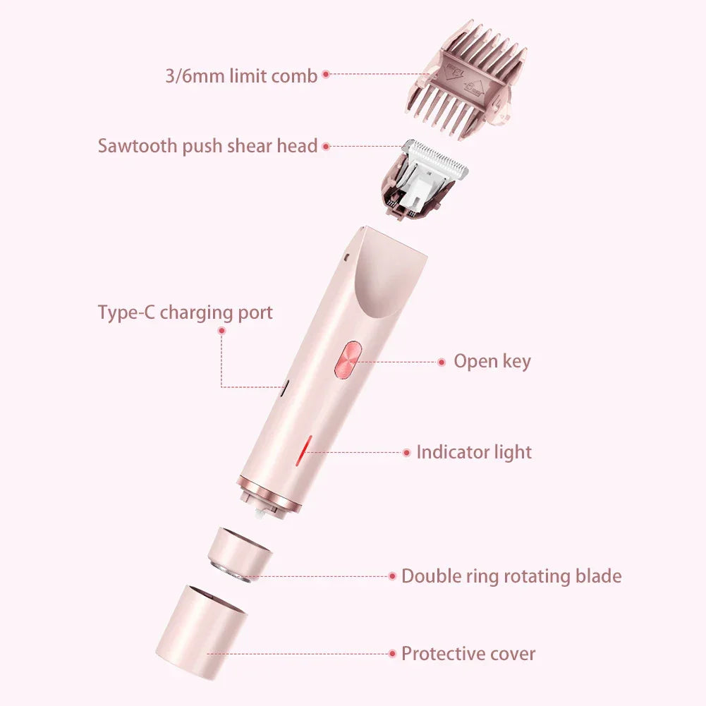 Bikini Epilator For Women Dual Head Electric Razors Portable Wireless Hair Remover Smoothes Silky Wet/Dry Face Body Epilator