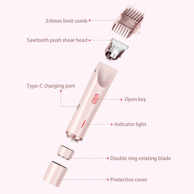 Bikini Epilator For Women Dual Head Electric Razors Portable Wireless Hair Remover Smoothes Silky Wet/Dry Face Body Epilator