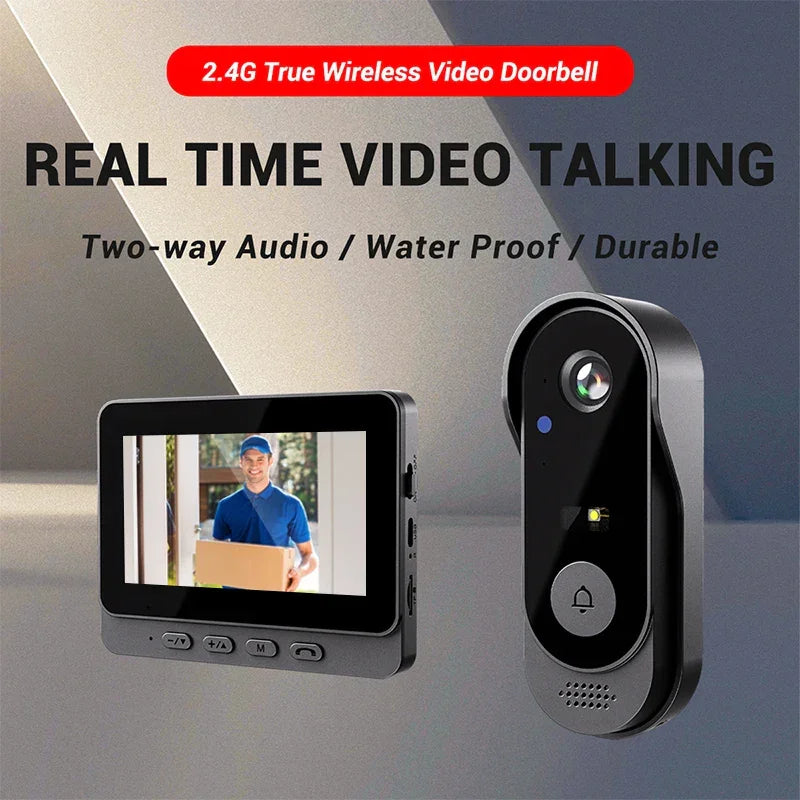 Smart Video Doorbell Outdoor Waterproof Intercom Doorbell Infrared Night Vision Audio Real-Time Monitoring Security Camera