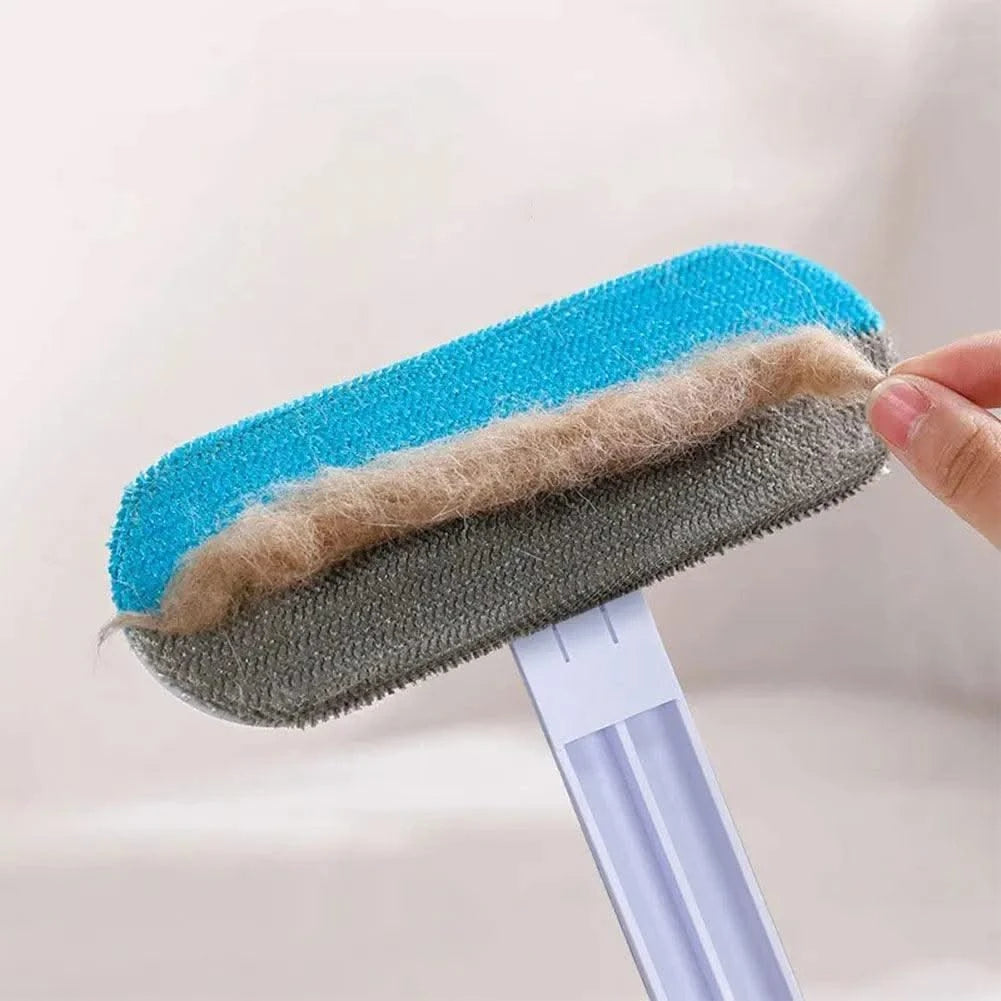 Pet Hair Remover Brush Dog Hair Cleaner Brush with Squeegee Carpet Bed Hair Cleaning Tool Long Handle for Carpet Bed Sofa