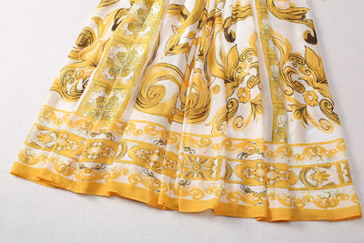 Fashion Designer Long Dress Women Elegant  V-Neck Long Sleeved Printed Belt Dresses Luxury Designer High Quality Female Clothing