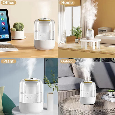 Air Humidifier 2.2L Large Capacity Double Spray Humidifier Desktop Water Humidifier USB Dual Humidifier Diffuser for Home Office