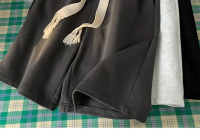 Solid Color Wide-leg Pants for Men New in Summer 2025 Loose and Versatile Sporty Mid-length Shorts Trendy