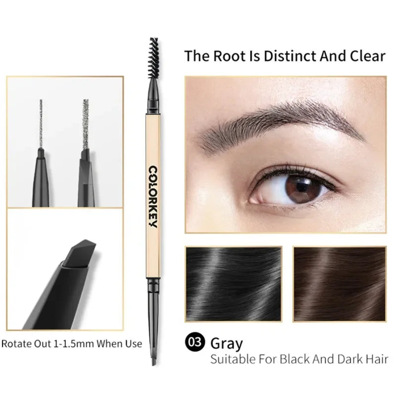Colorkey Eyebrow Cosmetics Pencil Waterproof Double-headed Brows Liner Definition Natural Long Lasting Makeup Paint