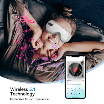 Heated Eye Massager Smart 3D Airbag Vibration Eye Care Instrument With Bluetooth Eye Massage Music Relax Migraines Sleep Improve