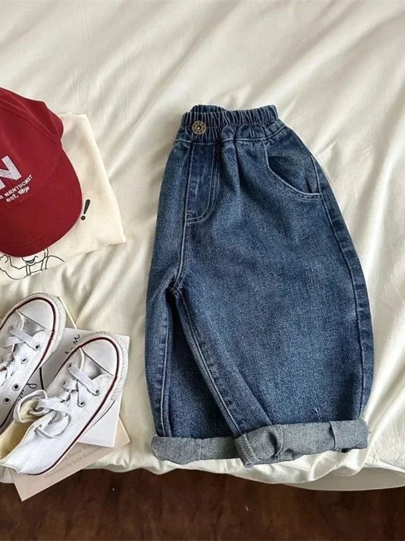 2025 Spring Summer Children's Clothes Girls Jeans Cotton Loose Baby Boys Harem Pants 1-7Year Toddler Kids Casual Denim Trousers