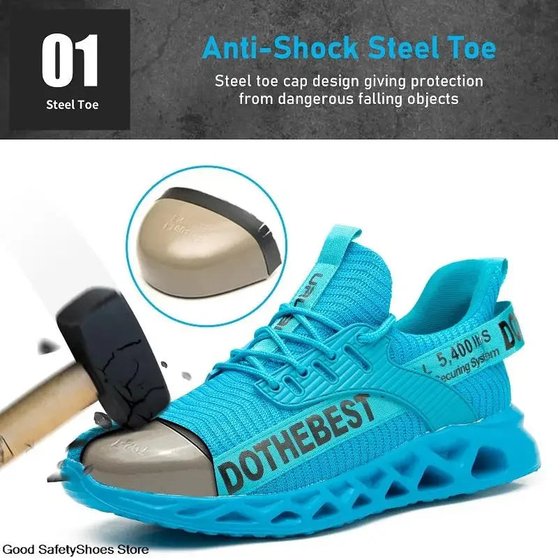 Safety Shoes Men For Work Sneakers Women Men Steel Toe Work Shoes Security Protective Shoes Lightweight Anti-Smash Anti-Puncture