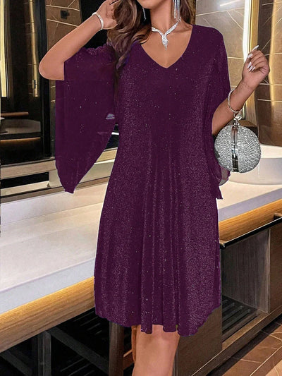 New Dresses for Women Summer Short Sleeve V-Neck Women Dress Fashion Loose Black Dress Women Vestidos De Verano Mujer 2025 Q103