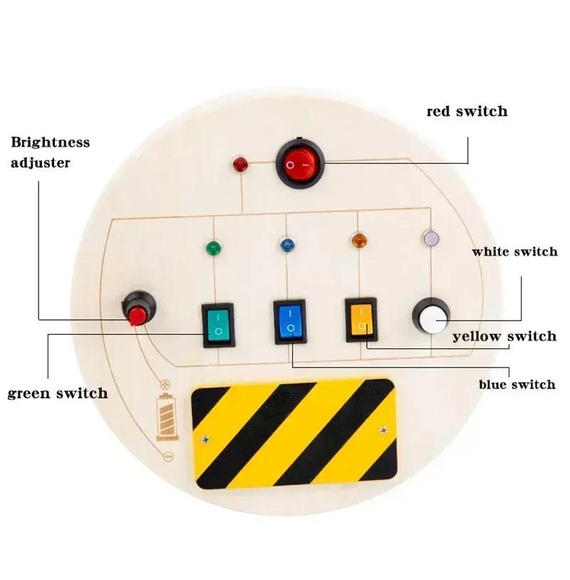 Montessori busy board sensory toys wooden with led light switch control travel activities children games for 2-4 years