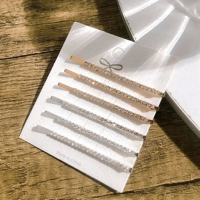 Fashion Shiny Rhinestone Metal Alloy Hair Clips for Women Accessories Simple Gold Silver Color Hairpins Girls Hairgrips Jewelry