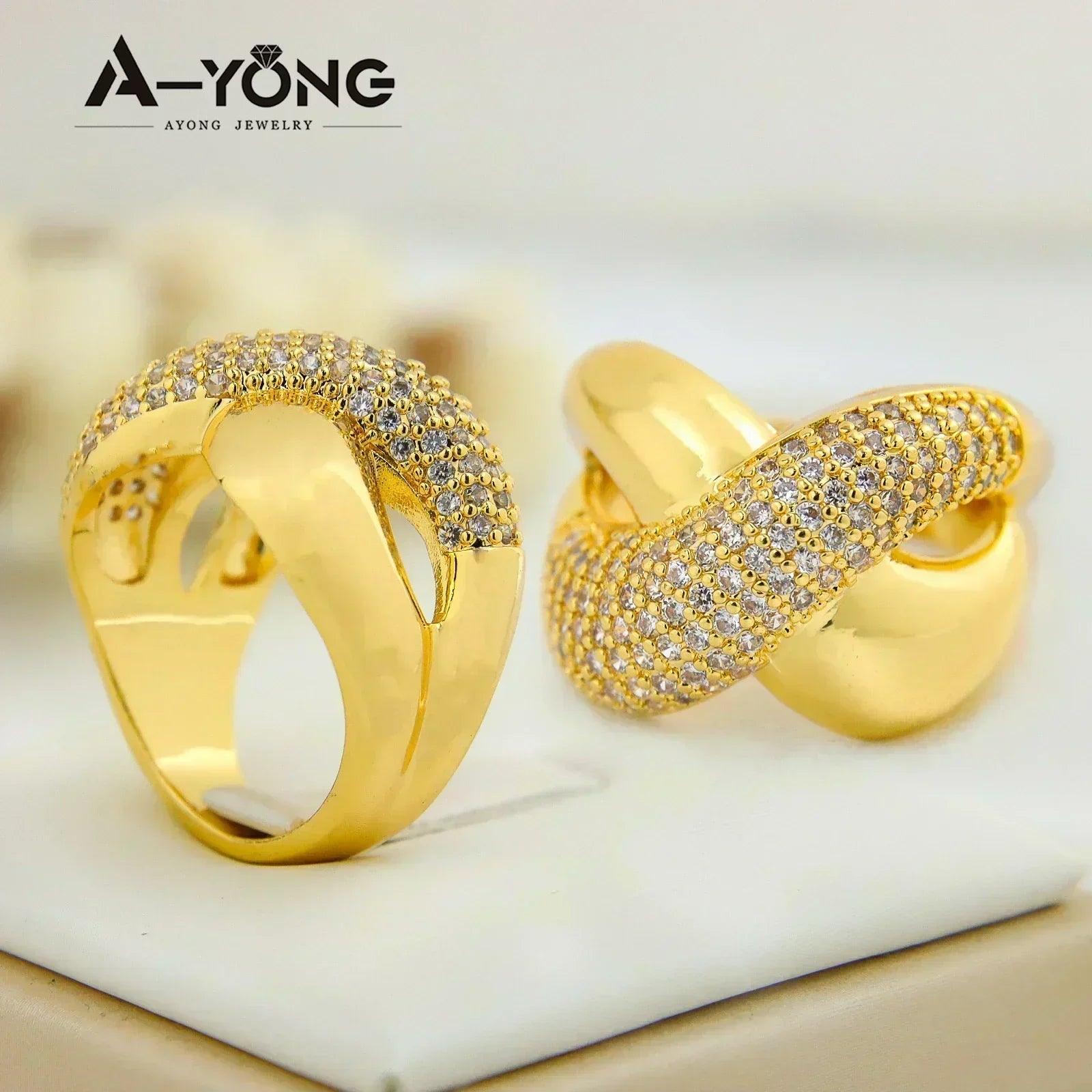 Luxury dubai gold color rings 21k plated fashion punk saudi middle east women vintage jewelry bridal wedding party gifts
