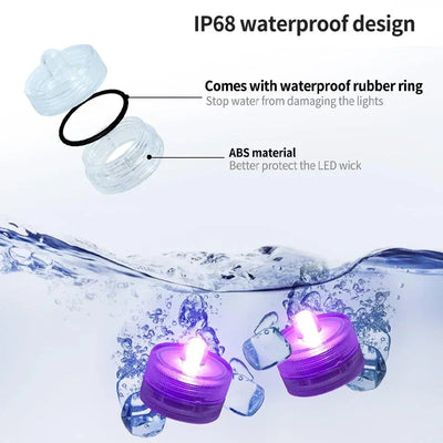 1 Pack Submersible LED Lights Waterproof Small Tealight Flameless Submersible Lights for Decor Vase Pool Pond Halloween Lantern
