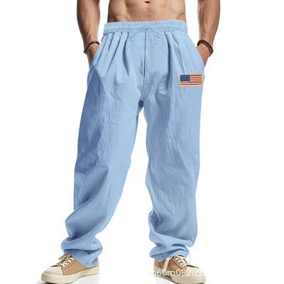Men's Linen Wide-leg Pants for All Seasons Hip-hop Street Fashion Casual Pants Loose and Versatile Breathable Trousers for Men