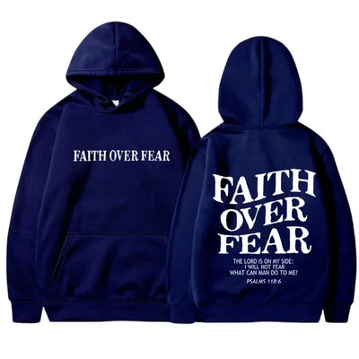 FAITH OVER FEAR Print Hoodies for Men Women Hooded Sweatshirts Harajuku