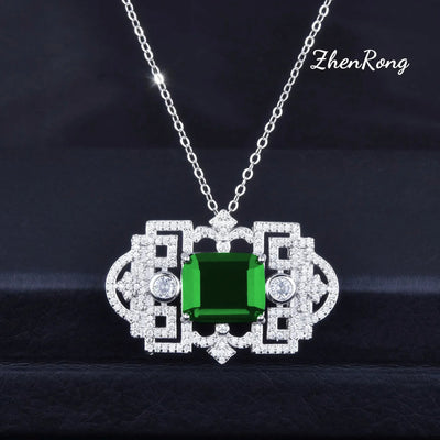 Foydjew Luxury Jewelry Women Artificial Emerald Choker Wristband Collar Pendant Necklaces Inlaid Zircon Leather Belt Bracelets