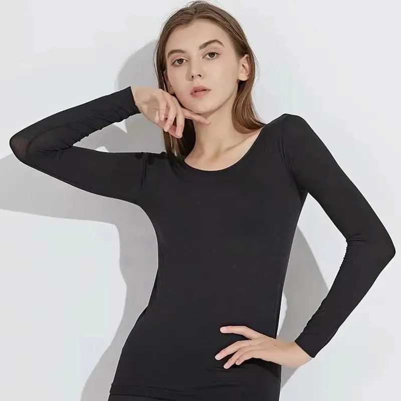 Women traceless thermal underwear set unisex intimate pajamas ultra-thin winter constant temperature long sleeve lingerie 2 piec