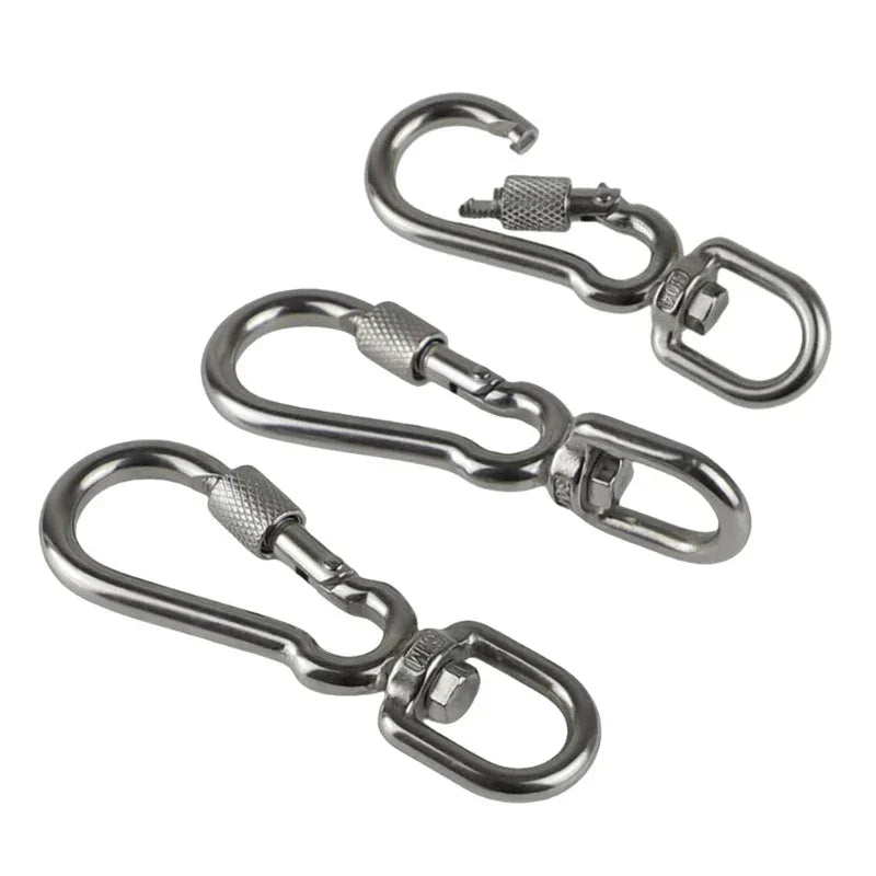 Stainless Steel Hook with Swivels for Dog Collar Carabiner with Swivels Joint Bolted Carabiner for Pet Leashes/Camping Tent