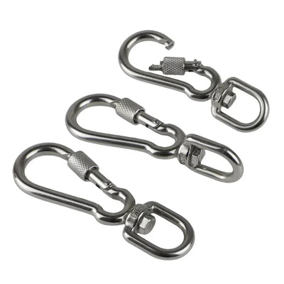 Stainless Steel Hook with Swivels for Dog Collar Carabiner with Swivels Joint Bolted Carabiner for Pet Leashes/Camping Tent