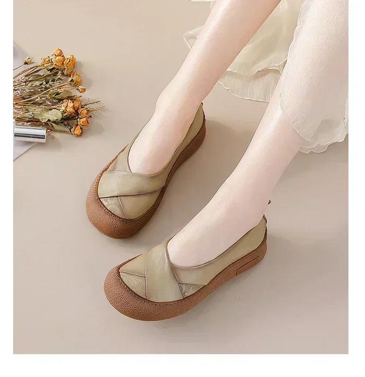 Authentic anti skid slip on leather flat shoes ladies shallow loafers woman comfy soft moccasin