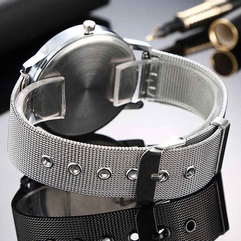 Luxury women watches 2025 new stylish silver minimalist business ladies quartz watch breathable leather steel clock