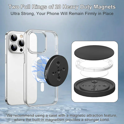 Magnetic Phone Holder for Magsafe to 1/4 3/8'' Screw Arri Hole Tripod Mount Adapter for iPhone 14 13 12 Serie with Magnetic Ring