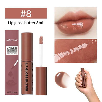 8ml Butter Non-stick Cup Gloss Lip Gloss Moisturizing Mirror Lip Gloss Lasting Color Lip glaze Dye Lip Liquid Makeup For Women