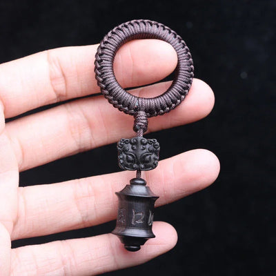 Handmade Original Tibetan Buddhism Ebony Keychain Handmade Retro Wooden Keychain