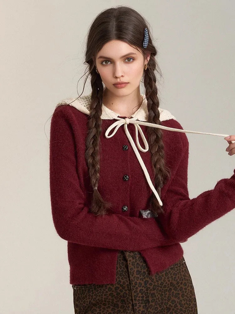 Hooded Sweater Women 2025 Autumn New Arrival Gray Black Or Red Color Knitted Pullover Sweater Korean Style Casual Sweater Tops