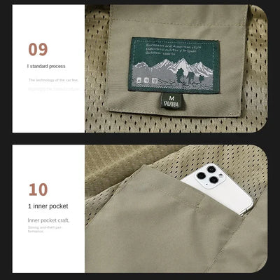 Summer Vest Men's Work Vest Large Size Golf Sleeveless Jacket Tactical windbreaker Hunting Camping Fishing waterproof Coat Parka