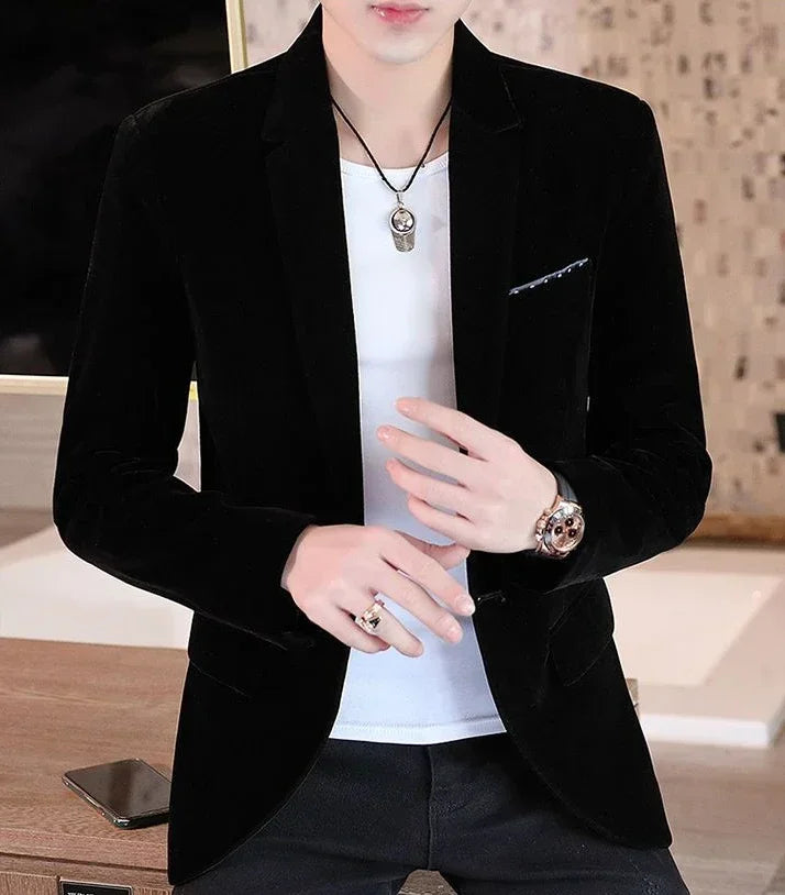 Business Male Blazer Short Coat Men's Suit Jackets Cropped Dress Blue Clothing New in Casual Fashion 2024 High Quality Original