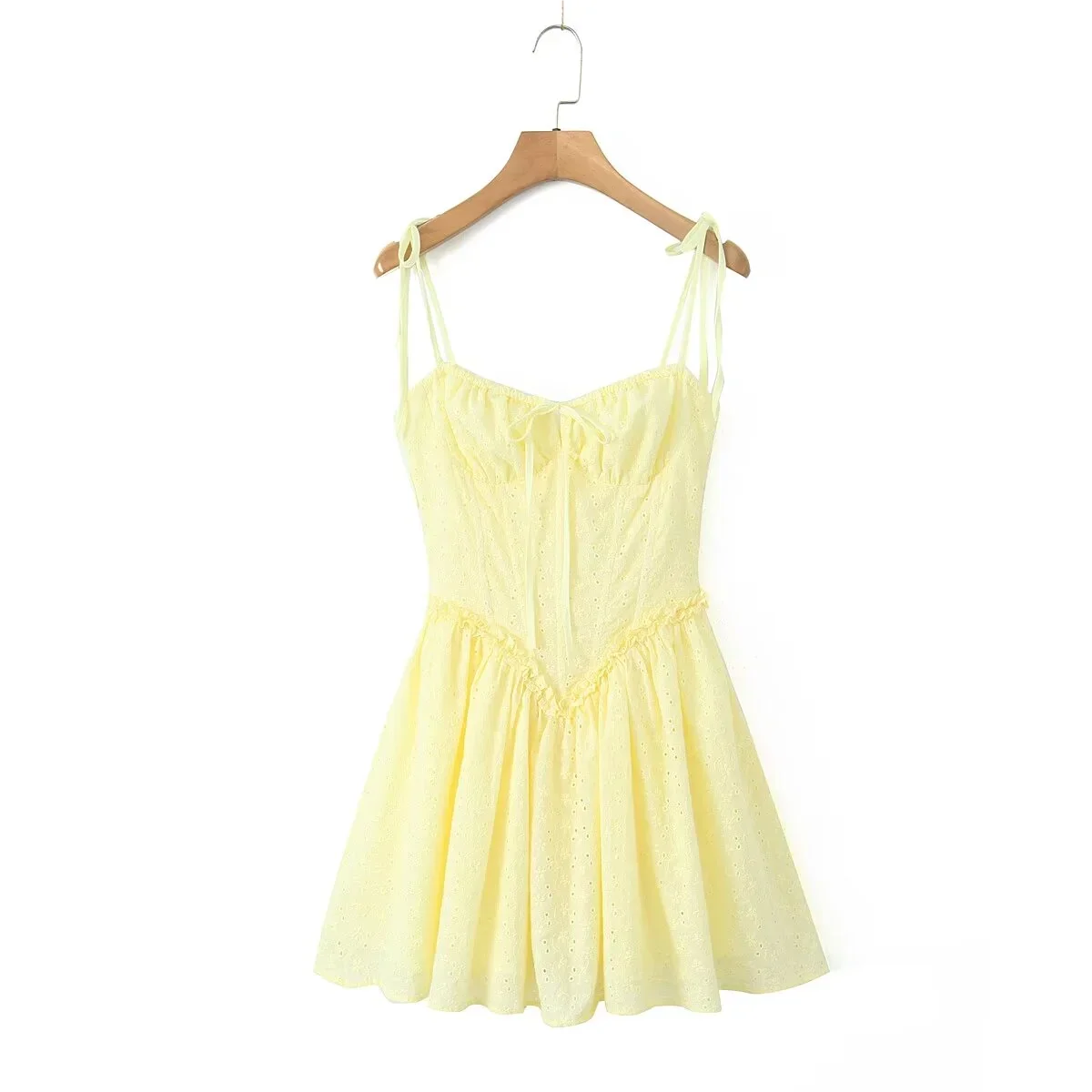 Summer dress 2025 Women Sexy White Lace Dressses Embroideryed Bodycon Mini Dress Korean Fashion Ruffle Dresss Lace Up Fish Bone