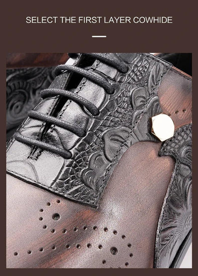 Handmade Mens Wedding Dress Brogue Shoes Genuine Leather Lace-up Latest Design Fashion Casual Shoes Man Pointed Dress Shoes