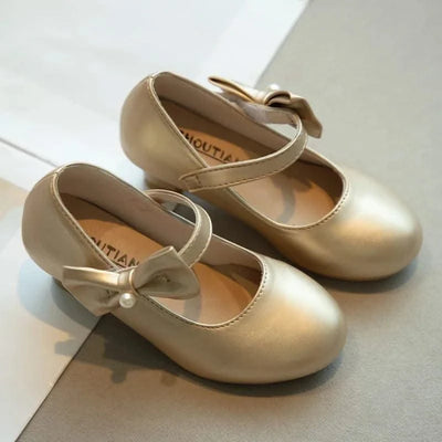 Children's Leather Shoes with Simple Bow  | Girls' Princess Shoes |Kids Dance Performance Shoes |for Parties, Flower Girls, Fancy Dress
