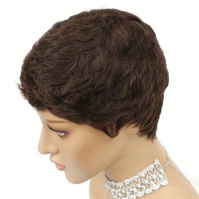 Human Hair Wig Pixie Cut Wig Short Straight Human Hair Wigs for Women Full Machine Made Wig 150% Density 4Inch