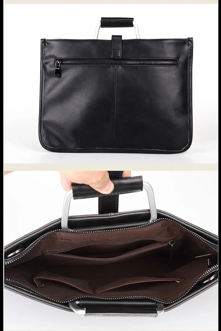 New Men's Bag Retro Leather Handbags Large Business Briefcase Famous Designer's Shoulder bag Luxury Brand File Bag For Cool Boys